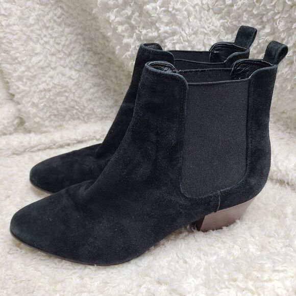 Sam Edelman Reesa Black Suede Pointed‎ Toe Stacked Heel Ankle Boots - Size 7 - Picture 4 of 7
